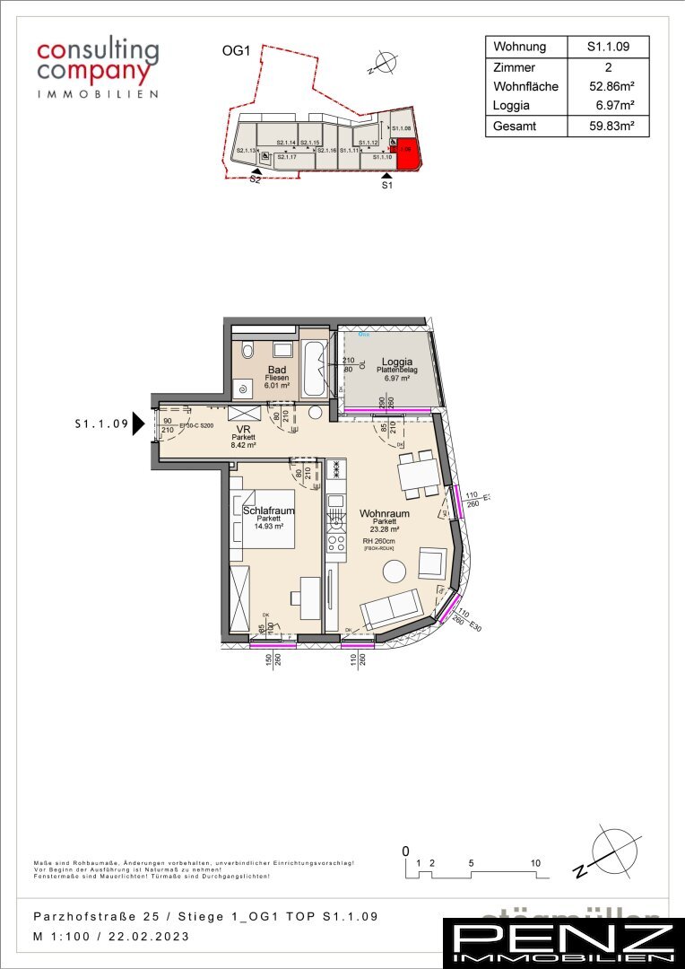 Wohnung zum Kauf provisionsfrei 334.248 € 2 Zimmer 52,9 m²<br/>Wohnfläche 5.<br/>Geschoss Pöstlingberg Linz 4040