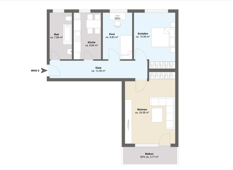 Wohnung zum Kauf - Erstbezug provisionsfrei 350.000 € 3 Zimmer 82 m² 1. Geschoss Bleidenstadt Taunusstein 65232