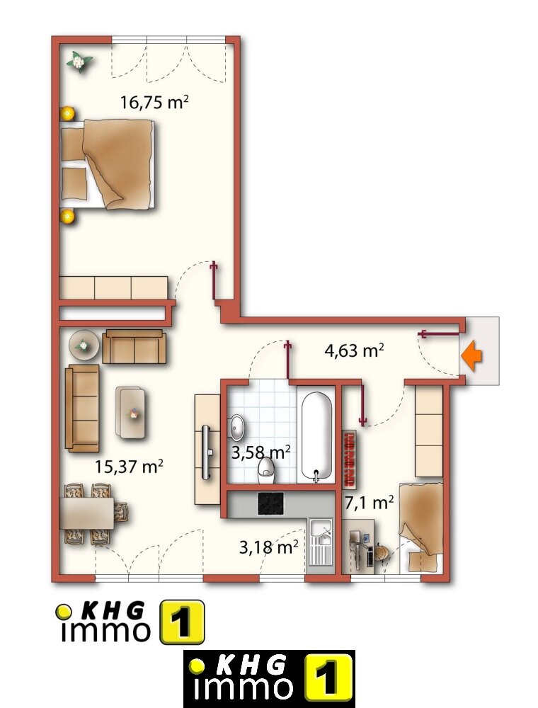 Wohnung zum Kauf 188.000 € 3 Zimmer 53,7 m²<br/>Wohnfläche Tulln an der Donau 3430