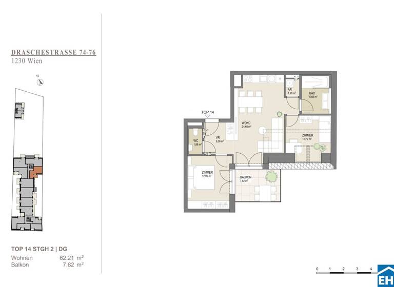 Wohnung zum Kauf - Erstbezug 420.000 € 3 Zimmer 62 m² 2. Geschoss Draschestraße Wien 1230