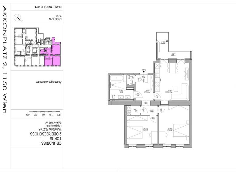 Wohnung zum Kauf - Erstbezug 594.000 € 3 Zimmer 77,3 m² 2. Geschoss Akkonplatz 2 Wien 1150