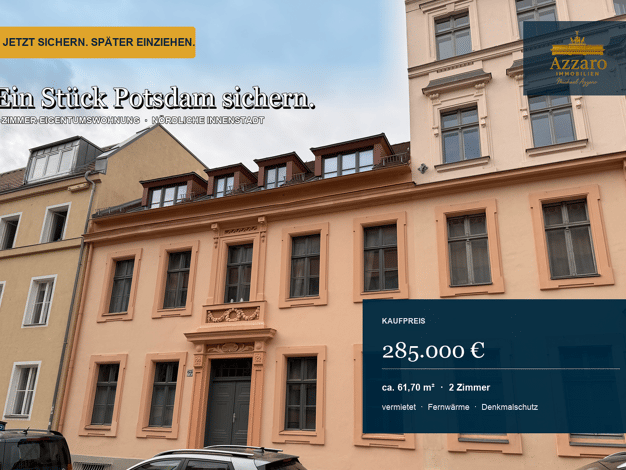 Wohnung zum Kauf 285.000 € 2 Zimmer 61,7 m² Geschoss EG/3 Nördliche Innenstadt Potsdam 14467