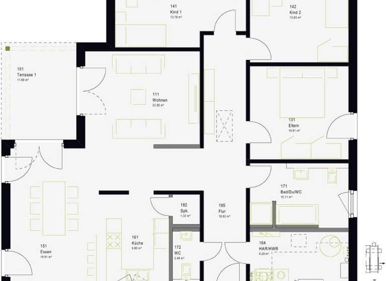 Bungalow zum Kauf - Erstbezug provisionsfrei 595.189 € 4 Zimmer 147 m² 620 m² Grundstück Wehringhausen Hagen 58089