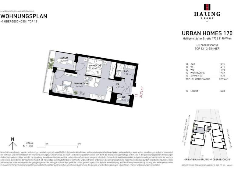 Wohnung zum Kauf - Erstbezug 285.500 € 2 Zimmer 39,7 m² 1. Geschoss Heiligenstädter Straße 170 Wien 1190