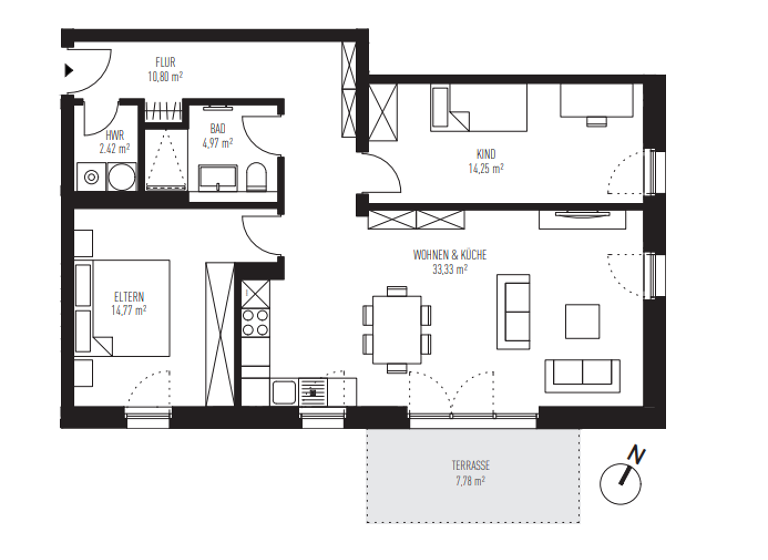 Terrassenwohnung zum Kauf - Neubau provisionsfrei 426.586 € 3 Zimmer 88,3 m² EG Zeesen Königs Wusterhausen 15711