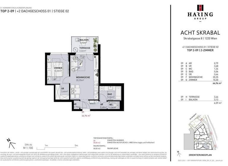 Wohnung zum Kauf - Erstbezug 282.500 € 2 Zimmer 45 m² 1. Geschoss Skrabalgasse 8 Wien 1220