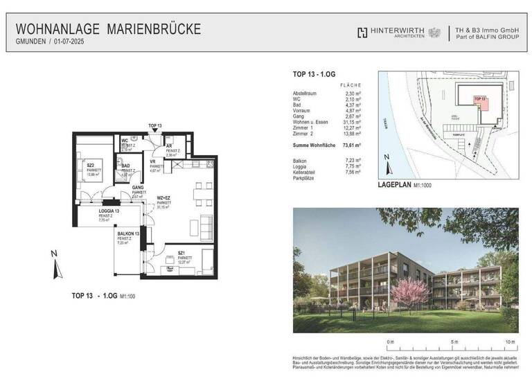 Wohnung zum Kauf - Erstbezug 546.000 € 3 Zimmer 73,6 m² 1. Geschoss Gmunden 4810