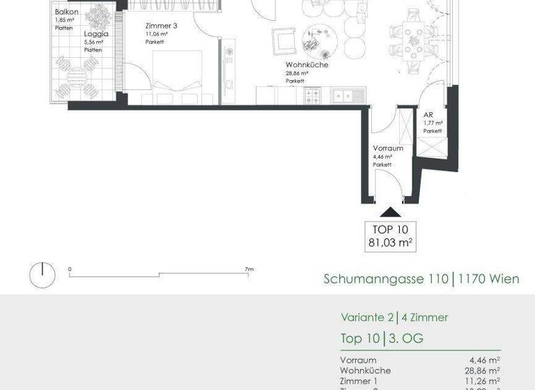 Wohnung zum Kauf 549.000 € 4 Zimmer 81 m² 3. Geschoss Schumanngasse 110 Wien,Hernals 1170
