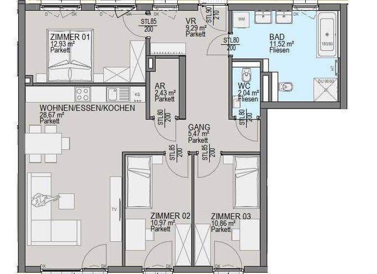 Wohnung zum Kauf - Erstbezug 453.800 € 4 Zimmer 94,2 m² 1. Geschoss Straßgang Graz 8054