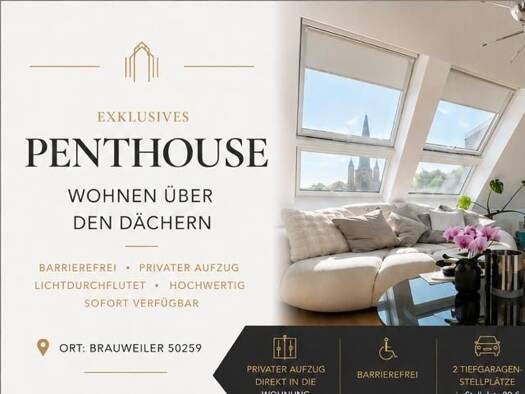 Penthouse zur Miete 1.450 € 2 Zimmer 78 m² Geschoss 2/3 frei ab 01.09.2026 Brauweiler Pulheim 50259
