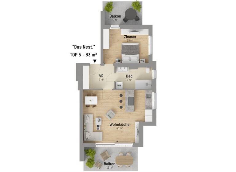 Wohnung zur Miete - Erstbezug 1.144 € 2 Zimmer 63,2 m² 1. Geschoss Mühlhäufelweg 69 Wien 1220
