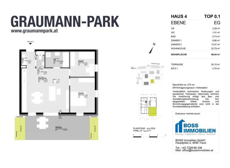 Wohnung zum Kauf - Erstbezug 358.600 € 3 Zimmer 66,4 m² EG Graumannpark 4 Traun 4050