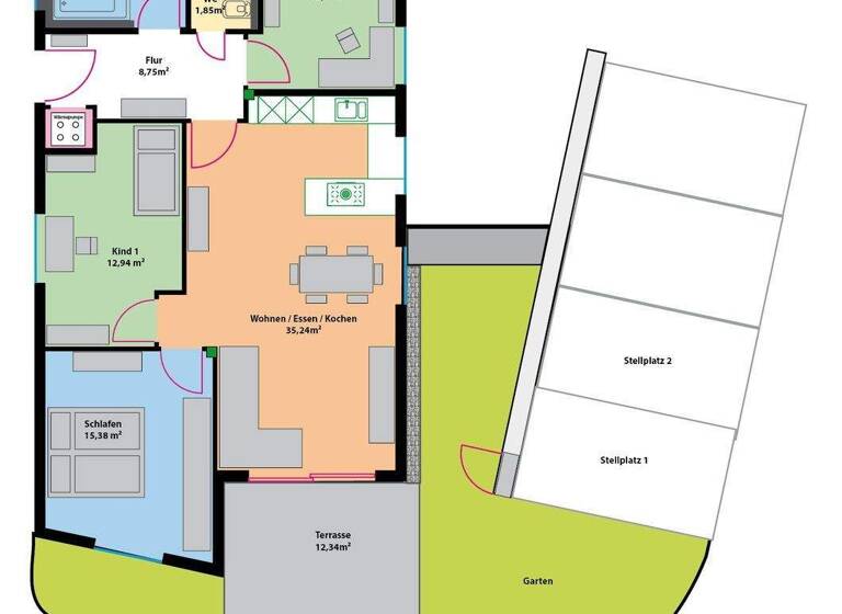Terrassenwohnung zum Kauf provisionsfrei 499.000 € 4 Zimmer 102 m² EG frei ab 01.01.2027 Feucht 90537