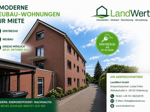 Wohnung zur Miete - Erstbezug 760 € 2 Zimmer 47,2 m² Kreyenbrück Oldenburg 26133