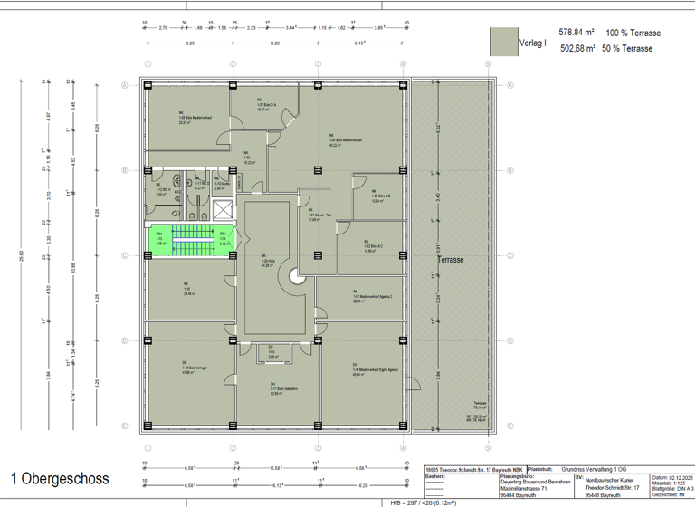 Bürogebäude zur Miete provisionsfrei 9 € 425 m² Bürofläche Theodor-Schmidt-Straße 17 Industriegebiet Bayreuth 95448