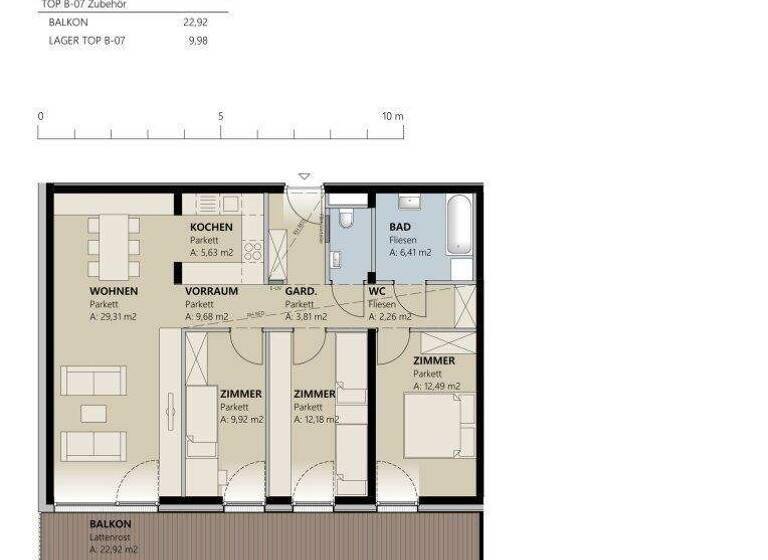 Wohnung zum Kauf - Erstbezug 649.749 € 4 Zimmer 91,3 m² 3. Geschoss Kappl 6555