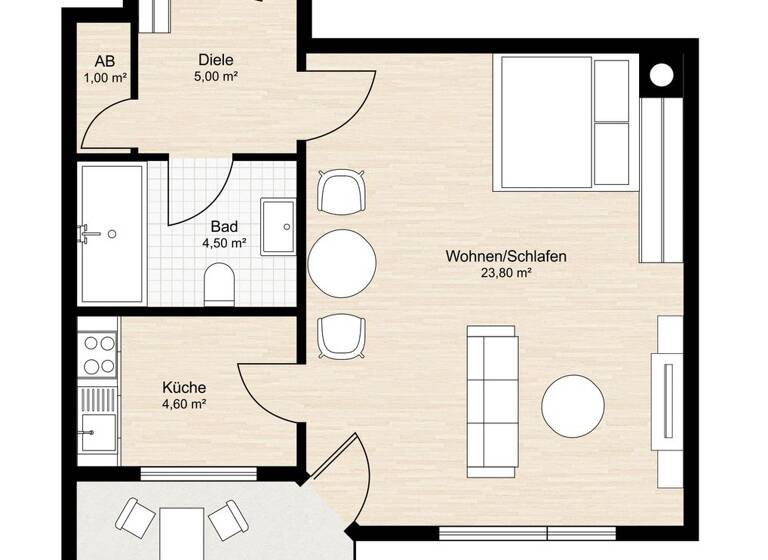 Studio zum Kauf 145.000 € 1 Zimmer 44 m² Seeheim Seeheim-Jugenheim 64342