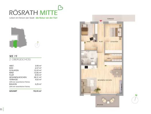 Wohnung zum Kauf provisionsfrei 533.000 € 3 Zimmer 93,5 m² 2. Geschoss Rösrath Rösrath 51503