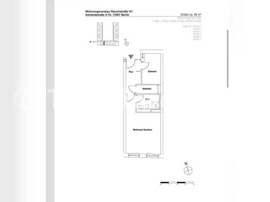 Wohnung zur Miete nur mit Wohnberechtigungsschein Tauschwohnung 428 € 2 Zimmer 46 m² 2. Geschoss Spandau Spandau 13587