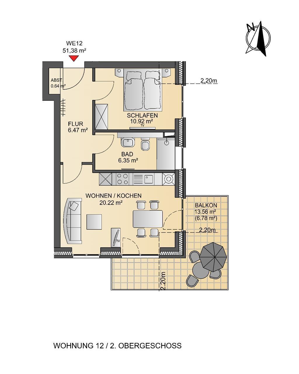 Wohnung zum Kauf 406.500 € 2 Zimmer 51,4 m²<br/>Wohnfläche 2.<br/>Geschoss Duhnen Cuxhaven 27476