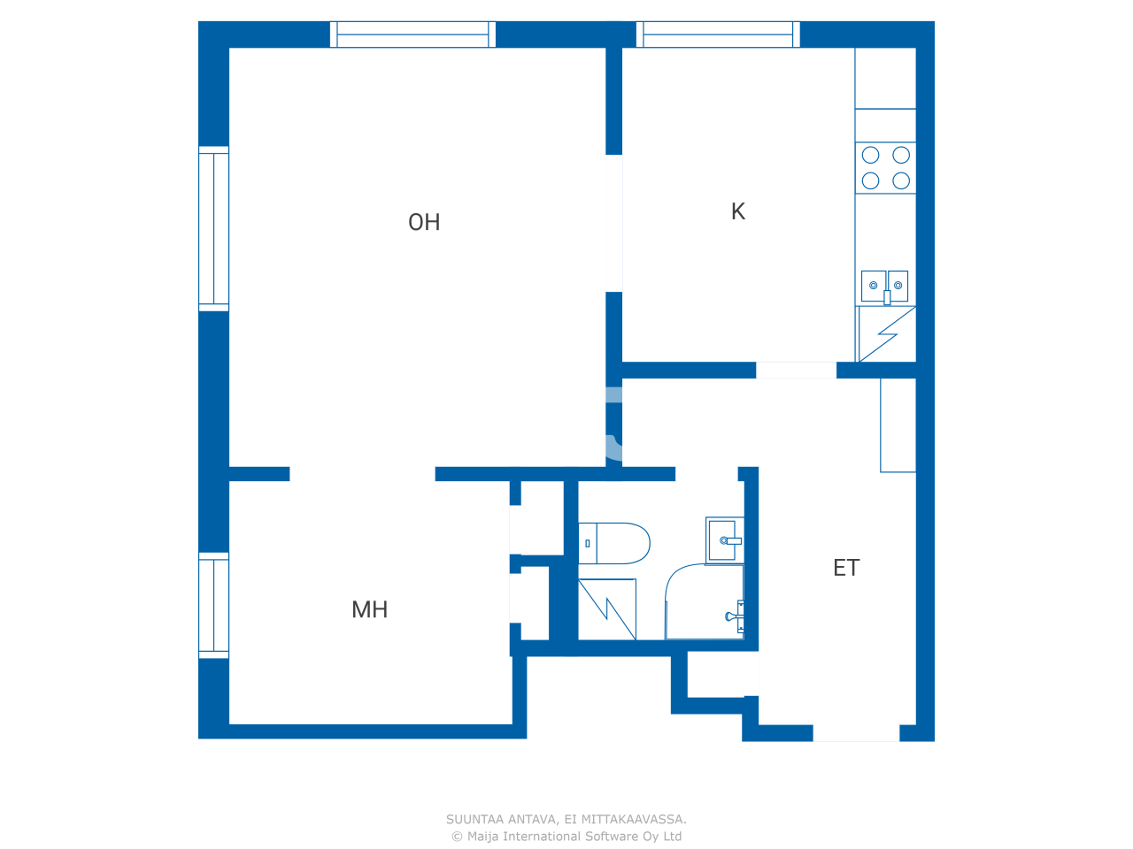 Studio zum Kauf 69.000 € 2 Zimmer 57 m²<br/>Wohnfläche 2.<br/>Geschoss Pursimiehenkatu 3 A Vaasa 65200