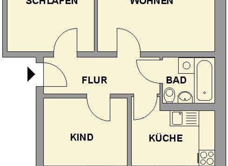 Wohnung zur Miete 359 € 3 Zimmer 58,9 m² 2. Geschoss frei ab 01.06.2026 Dorotheenstr. 60 Schloßchemnitz Chemnitz 09113
