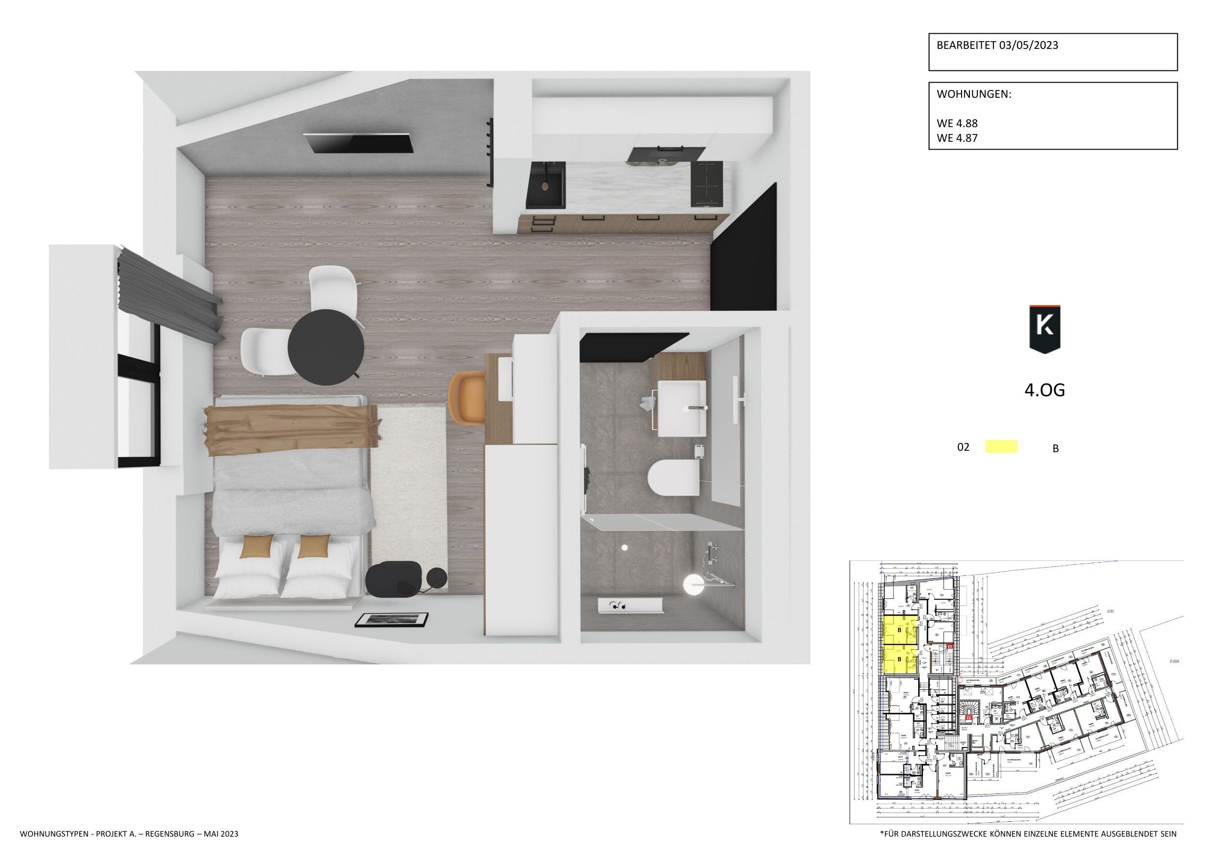 Studio zum Kauf provisionsfrei als Kapitalanlage geeignet 166.900 € 1 Zimmer 20,3 m²<br/>Wohnfläche Kumpfmühler Straße 63A Kumpfmühl - Ost Regensburg 93051