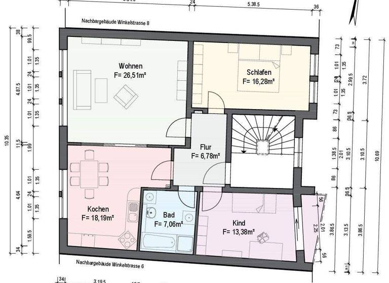 Wohnung zur Miete 600 € 3 Zimmer 89,4 m² 2. Geschoss frei ab sofort Winkelstraße 7 Guben 03172