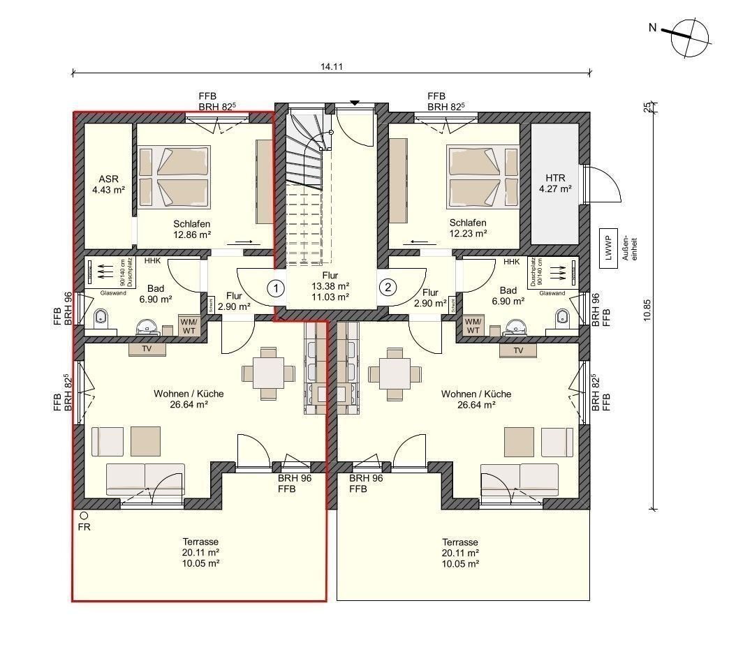 Terrassenwohnung zum Kauf provisionsfrei 238.000 € 2 Zimmer 63,8 m²<br/>Wohnfläche EG<br/>Geschoss Wendisch Langendorf Klausdorf 18445