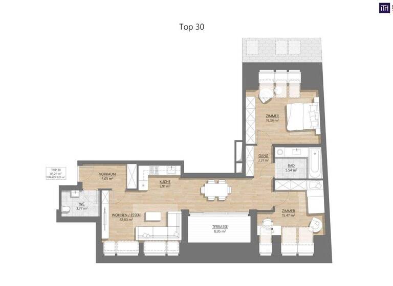 WG-Zimmer zum Kauf - Erstbezug 812.000 € 3 Zimmer 85,2 m² 5. Geschoss Martinstraße Wien 1180