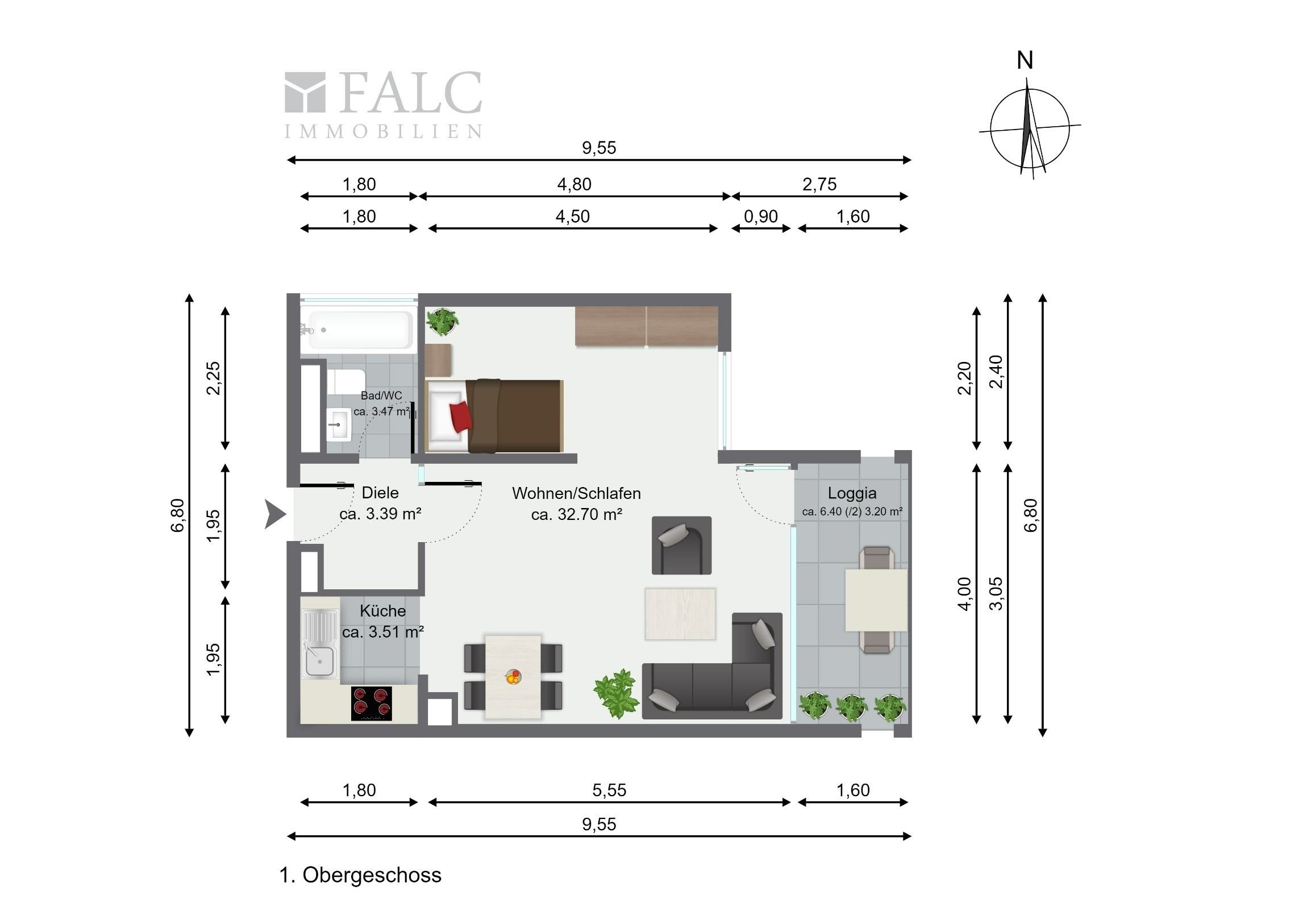 Wohnung zum Kauf 338.000 € 1,5 Zimmer 46,3 m²<br/>Wohnfläche 1.<br/>Geschoss Raiffeisenstraße 75 Lohhof Unterschleißheim 85716