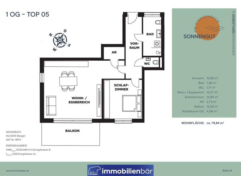 Wohnung zum Kauf - Erstbezug 310.000 € 2 Zimmer 78,8 m² 1. Geschoss Steegen 4722