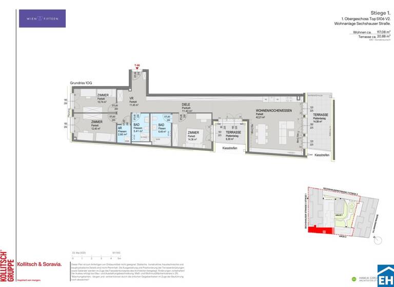 Wohnung zum Kauf - Erstbezug 859.000 € 4 Zimmer 117,1 m² 1. Geschoss Sechshauser Straße Wien 1150