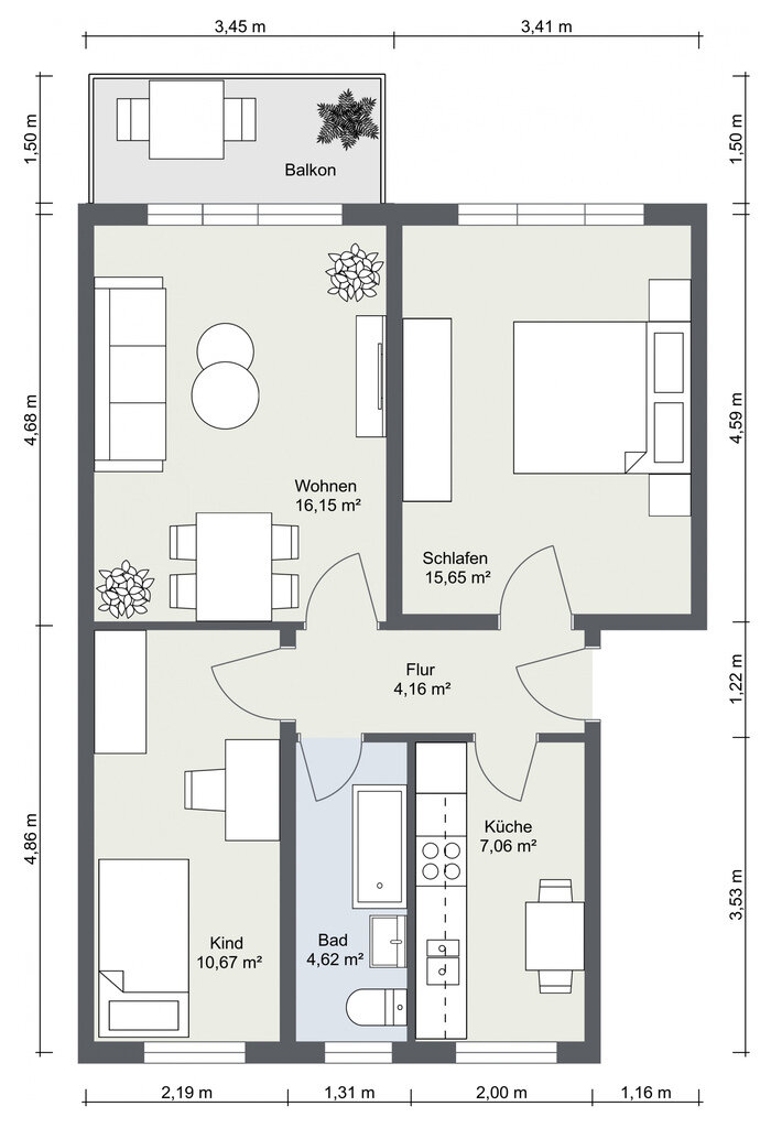 Wohnung zur Miete 347 € 3 Zimmer 57,9 m²<br/>Wohnfläche 2.<br/>Geschoss Bahnhofsweg 5d Altdöbern Altdöbern 03229