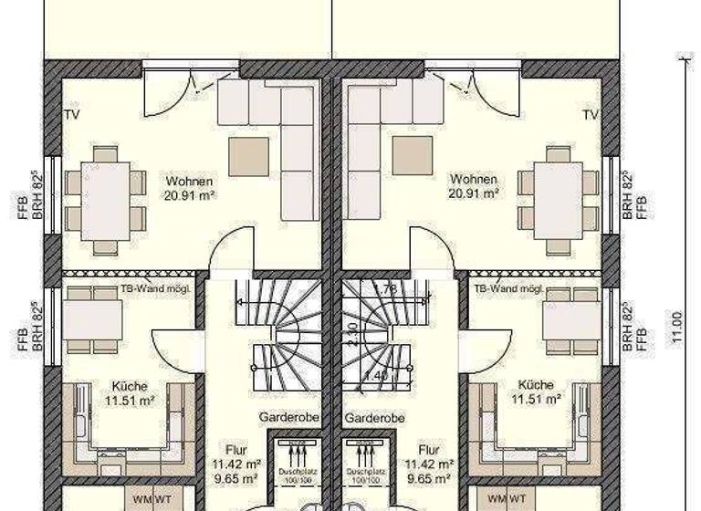 Doppelhaushälfte zum Kauf provisionsfrei 305.210 € 4 Zimmer 105 m² 246 m² Grundstück Grünthal-Viermorgen Stralsund 18437