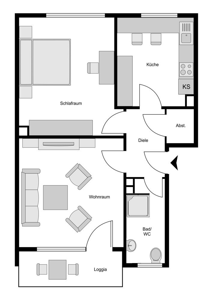 Wohnung zum Kauf 120.000 € 2,5 Zimmer 60 m²<br/>Wohnfläche 2.<br/>Geschoss Eppendorf Bochum 44869