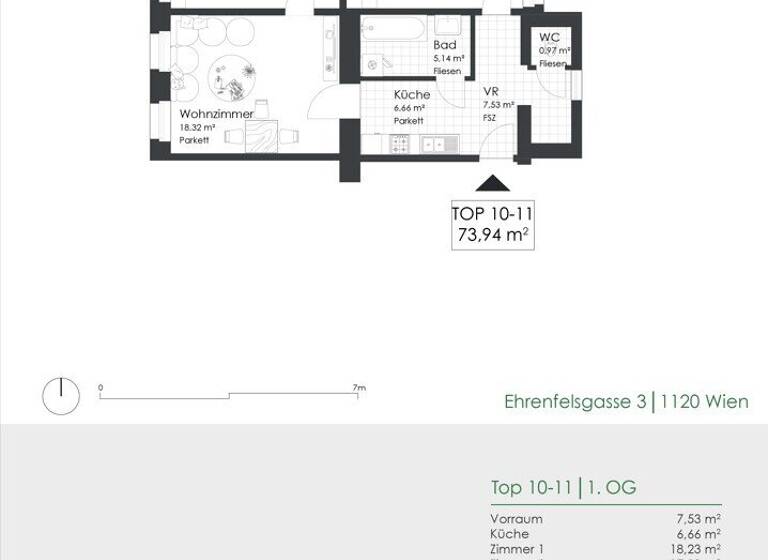Wohnung zum Kauf 295.000 € 3 Zimmer 73,9 m² 1. Geschoss Ehrenfelsgasse 3 Wien 1120