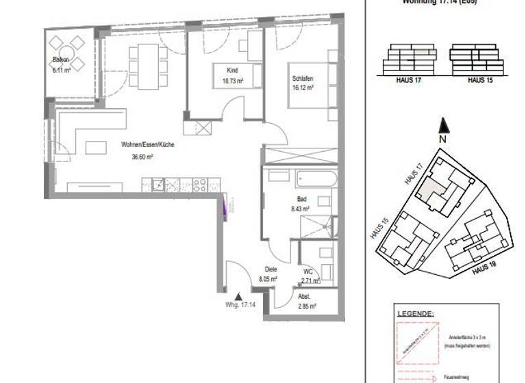 Wohnung zur Miete - Erstbezug 1.250 € 3 Zimmer 87,1 m² 5. Geschoss frei ab sofort Degmarner Str. 17 Oedheim 74229