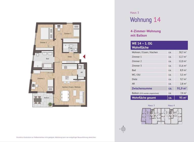 Wohnung zum Kauf - Erstbezug provisionsfrei 767.820 € 4 Zimmer 95 m² 1. Geschoss frei ab sofort Rollhofener Str. 26 Laufamholz Nürnberg 90482