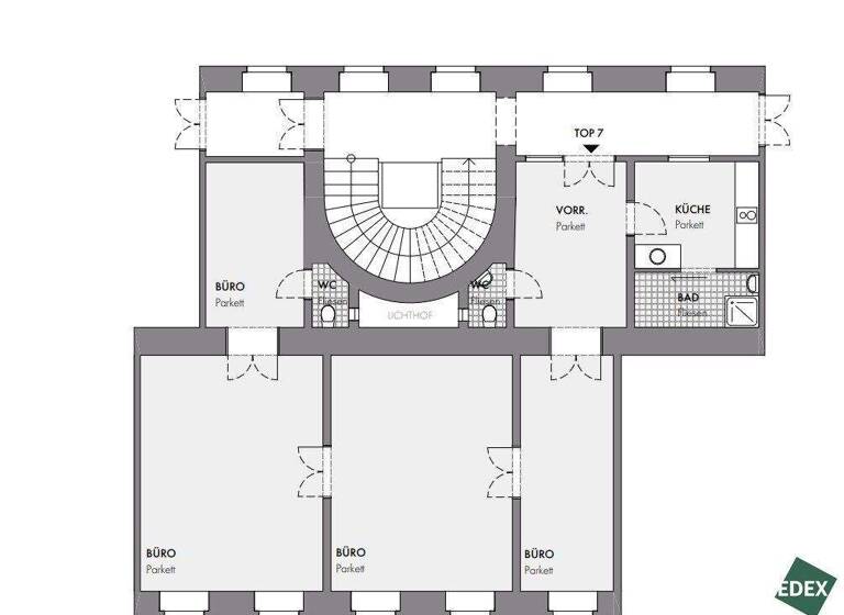 Büro zur Miete 14,98 € 4 Zimmer Spittelberggasse Wien 1070