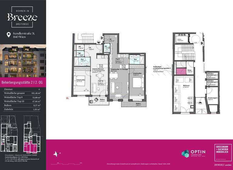 Wohnung zum Kauf - Erstbezug 345.438 € 2 Zimmer 47,7 m² frei ab 01.12.2027 Wien 1140