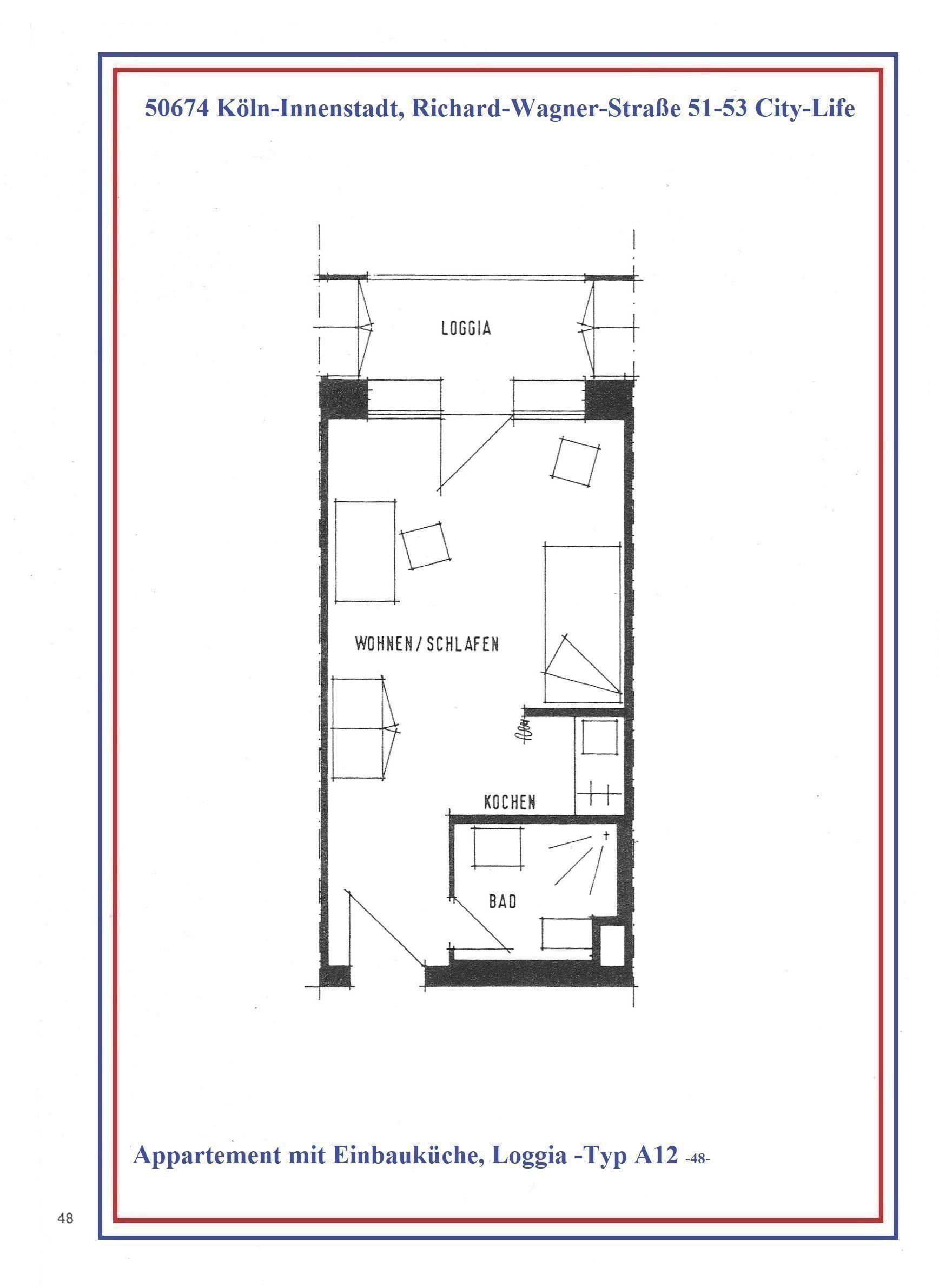 Wohnung zum Kauf 165.000 € 1 Zimmer 26 m²<br/>Wohnfläche 3.<br/>Geschoss Richard-Wagner-Straße 51 Neustadt - Süd Köln 50674