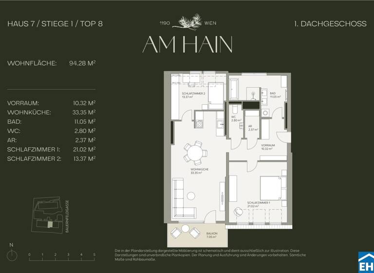 Wohnung zum Kauf - Erstbezug 990.000 € 3 Zimmer 94,3 m² 3. Geschoss Bauernfeldgasse Wien 1190