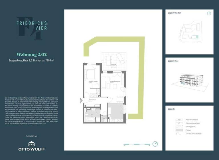 Wohnung zum Kauf - Neubau provisionsfrei 615.000 € 2 Zimmer 76,9 m² EG Friedrich-Kirsten-Straße 35 Wellingsbüttel Hamburg-Poppenbüttel 22391