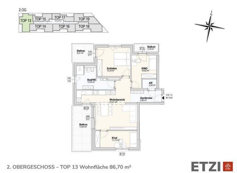 Penthouse zum Kauf - Erstbezug provisionsfrei 407.200 € 3 Zimmer 86,7 m² Etsdorf am Kamp 3492