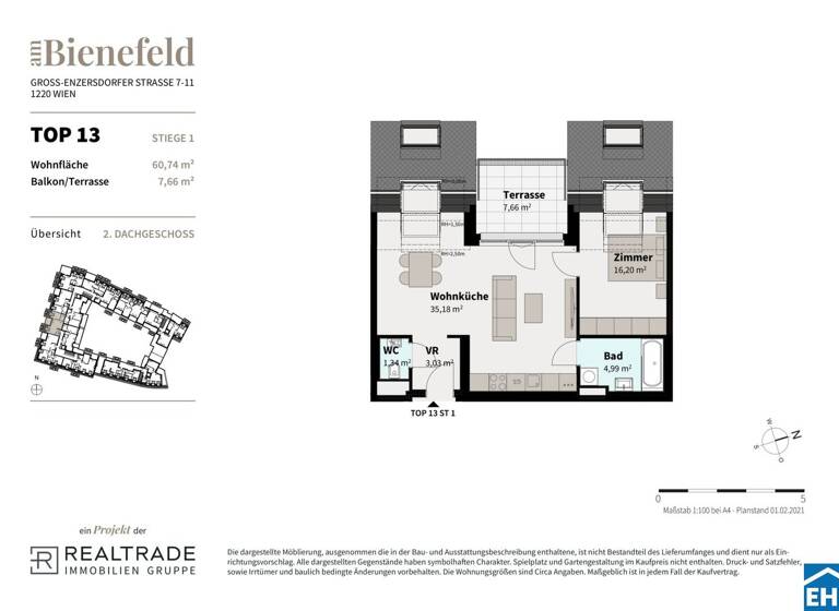 Wohnung zum Kauf - Erstbezug 339.000 € 2 Zimmer 60,7 m² 3. Geschoss Groß-Enzersdorfer Straße Wien 1220