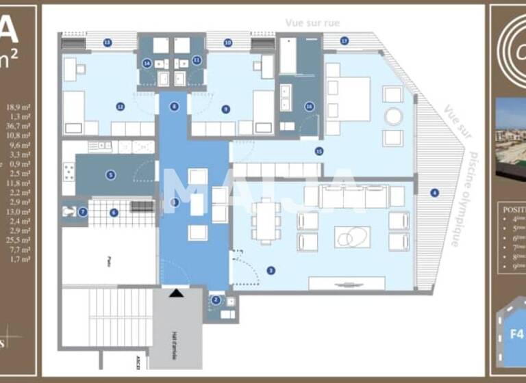 Studio zum Kauf 288.036 € 4 Zimmer 170 m² 6. Geschoss PointE Grand Dakar 10700