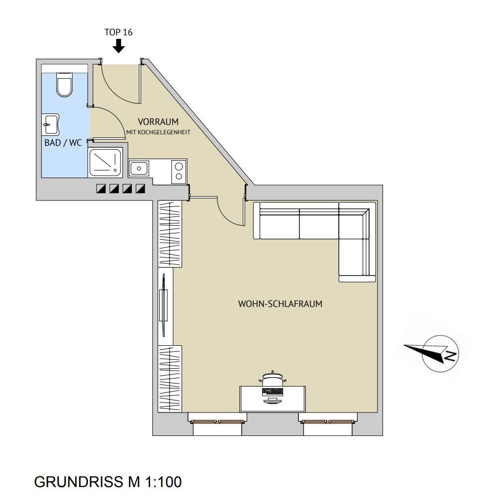 Wohnung zum Kauf 275.200 € 1 Zimmer 34,4 m²<br/>Wohnfläche 3.<br/>Geschoss Buchfeldgasse Wien 1080