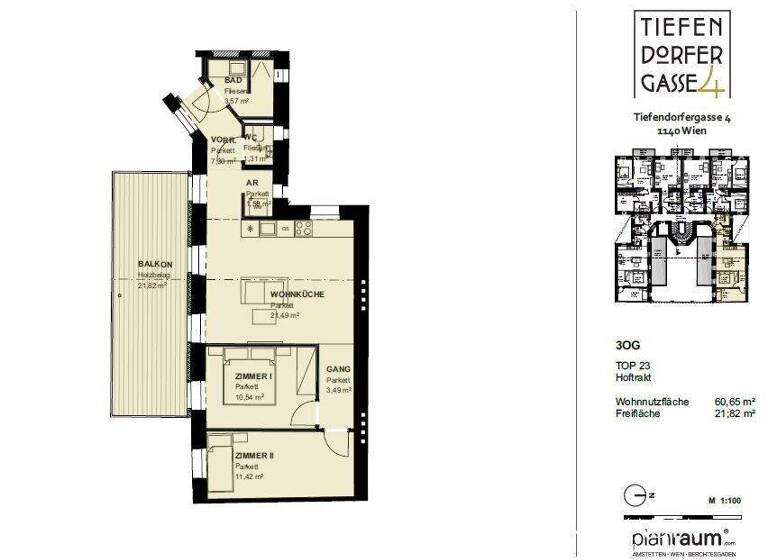 Wohnung zum Kauf - Erstbezug 458.000 € 3 Zimmer 60,8 m² 3. Geschoss Wien 1140