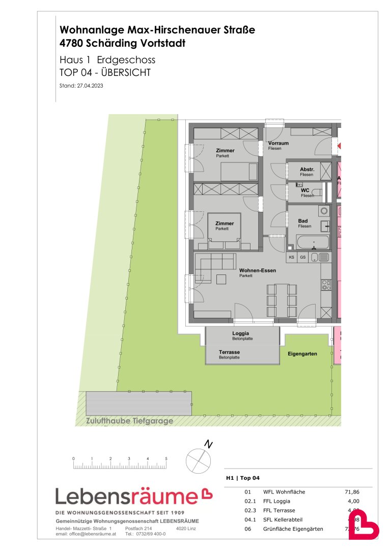 Wohnung zum Kauf 324.534 € 3 Zimmer 76 m²<br/>Wohnfläche EG<br/>Geschoss Max-Hirschenauer-Straße Schärding 4780